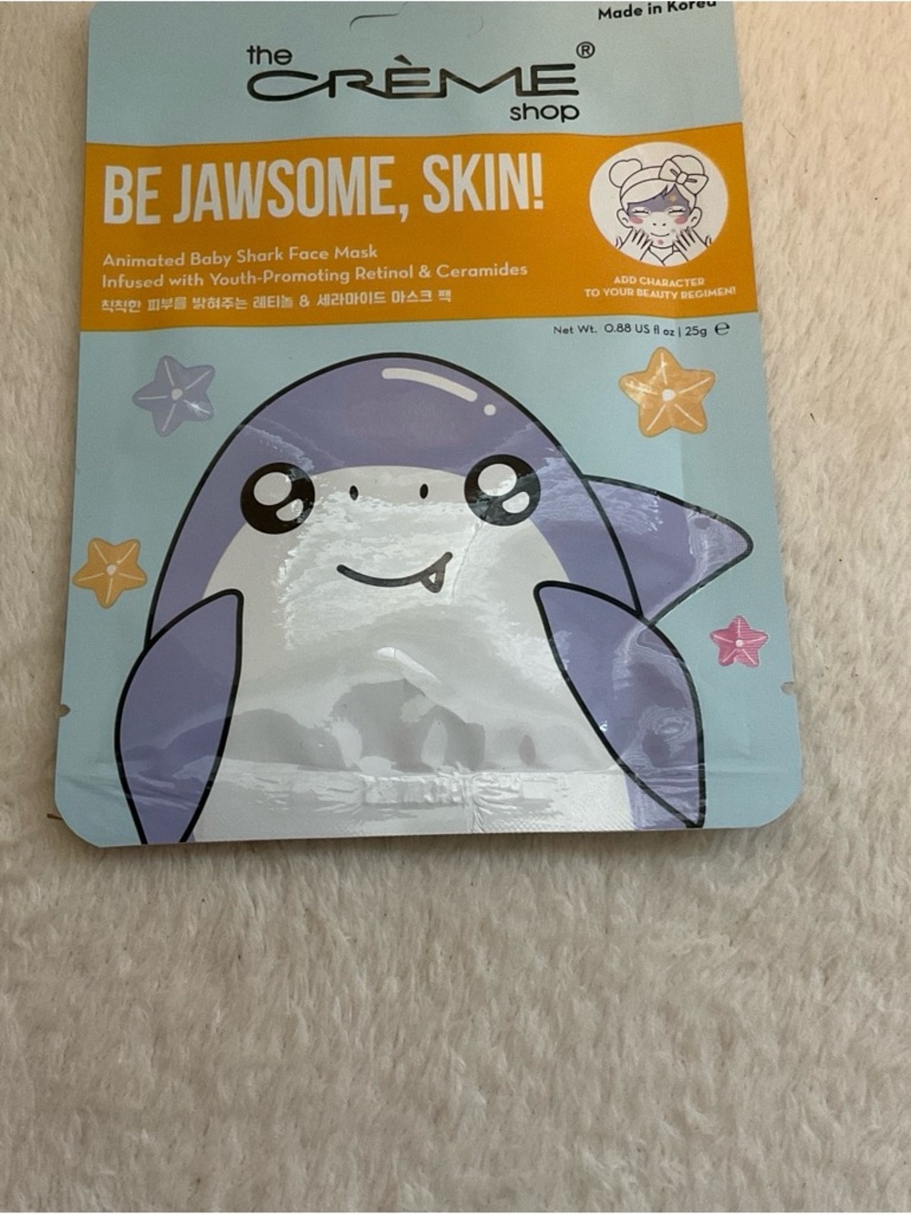 The Crème Shop Purple Baby Shark Face Mask - Hydrating Women’s Sheet Mask